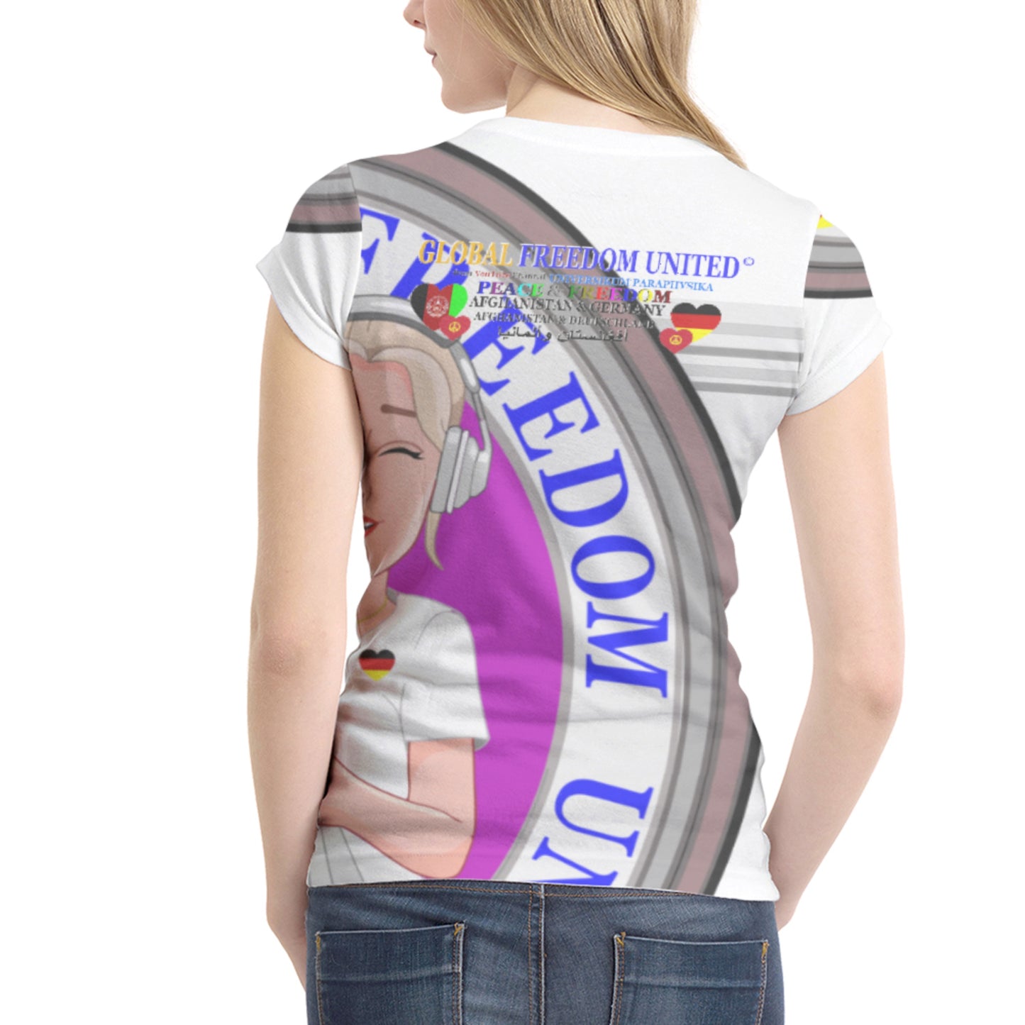 Women´s T-shirt GLOBAL FREEDOM UNITED© AFGHANISTAN & GERMANY Grey Nurse Edition