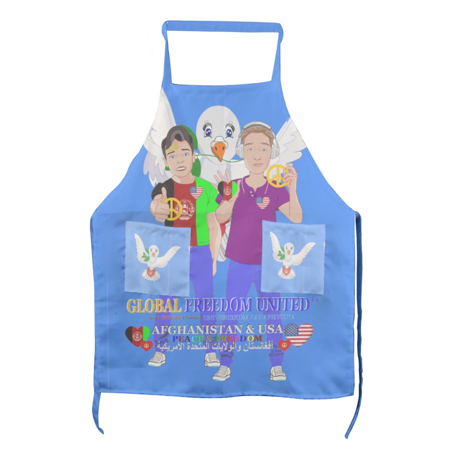 Apron GLOBAL FREEDOM UNITED© Men AFGHANISTAN & USA Blue
