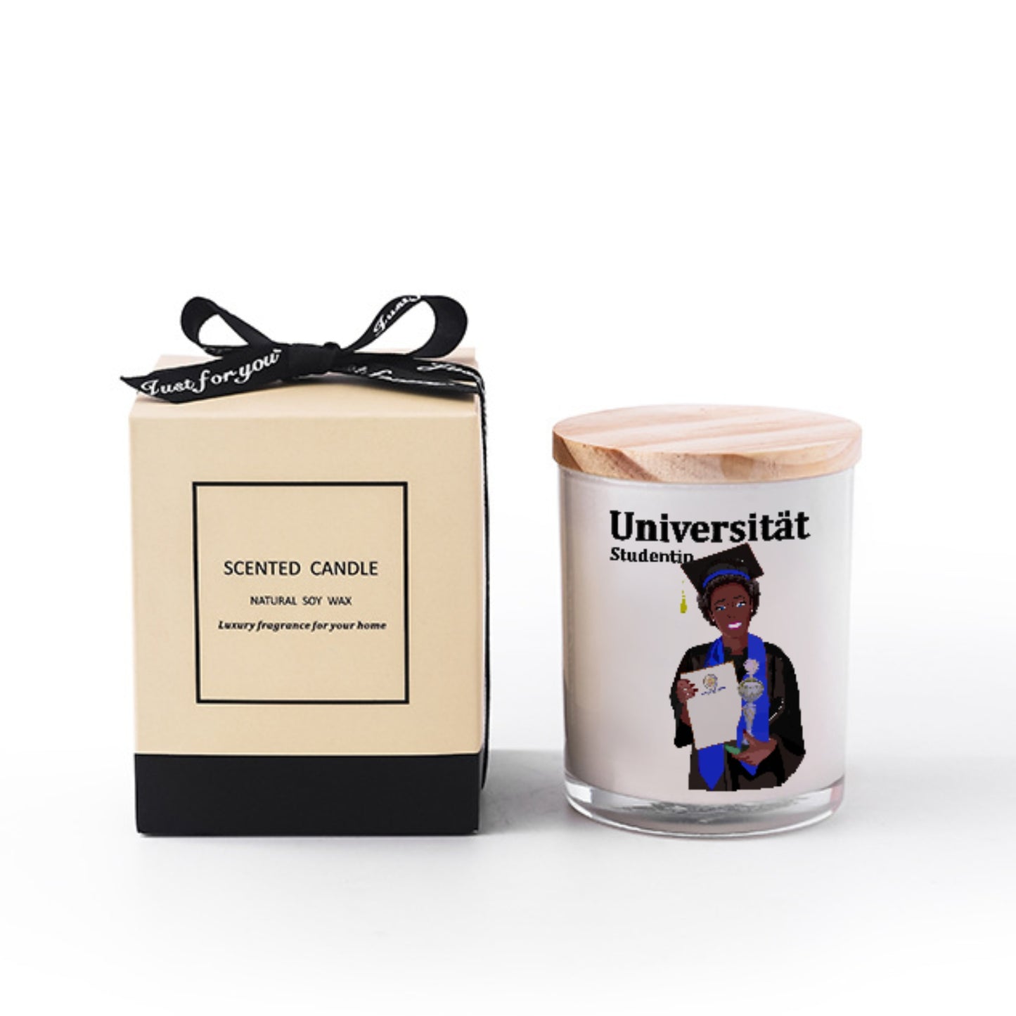 Scented Soy Candle Global Freedom United Afro Student Girl Silver Place
