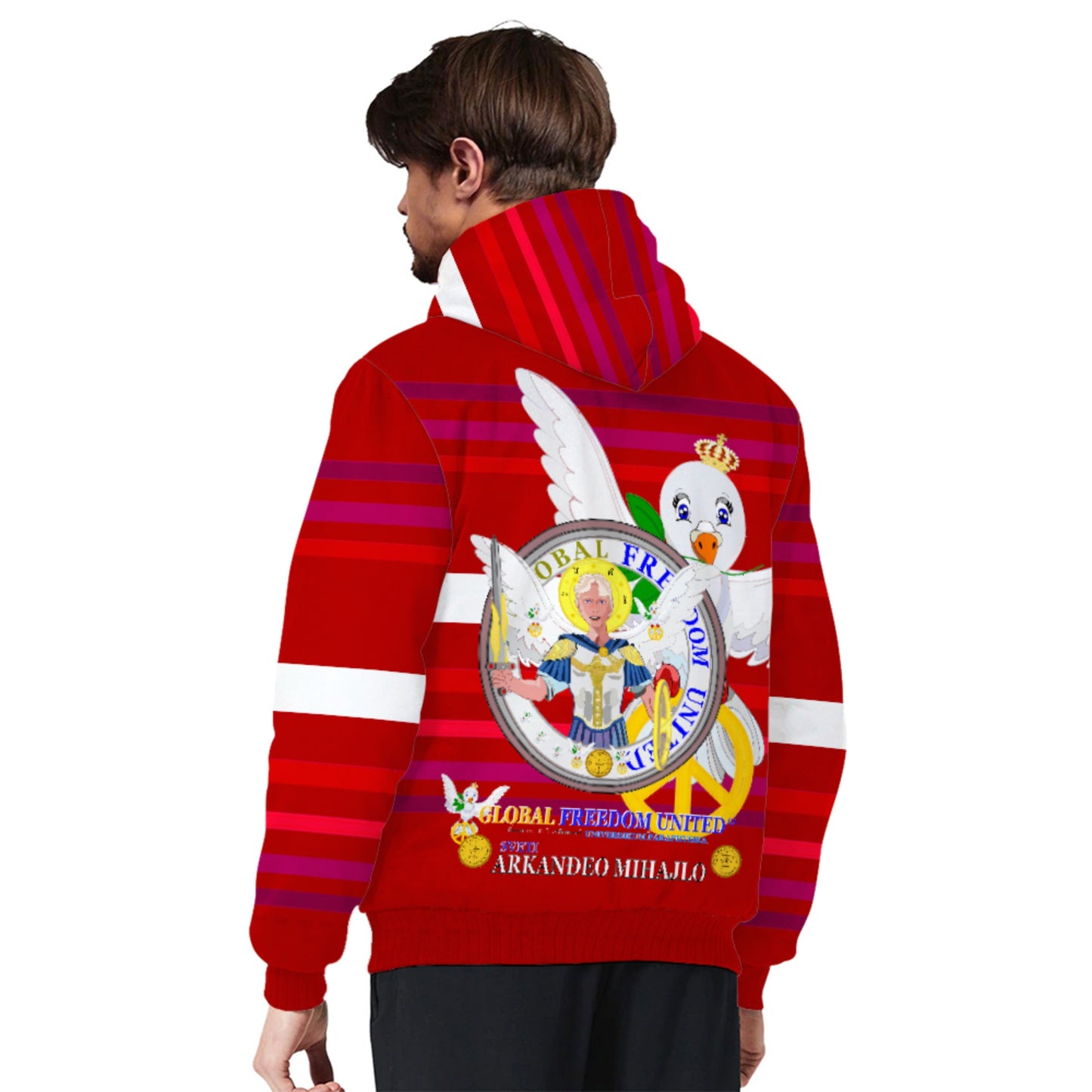 Plush Hoodie Global Freedom United Archangel Michael Croatia V1 Red