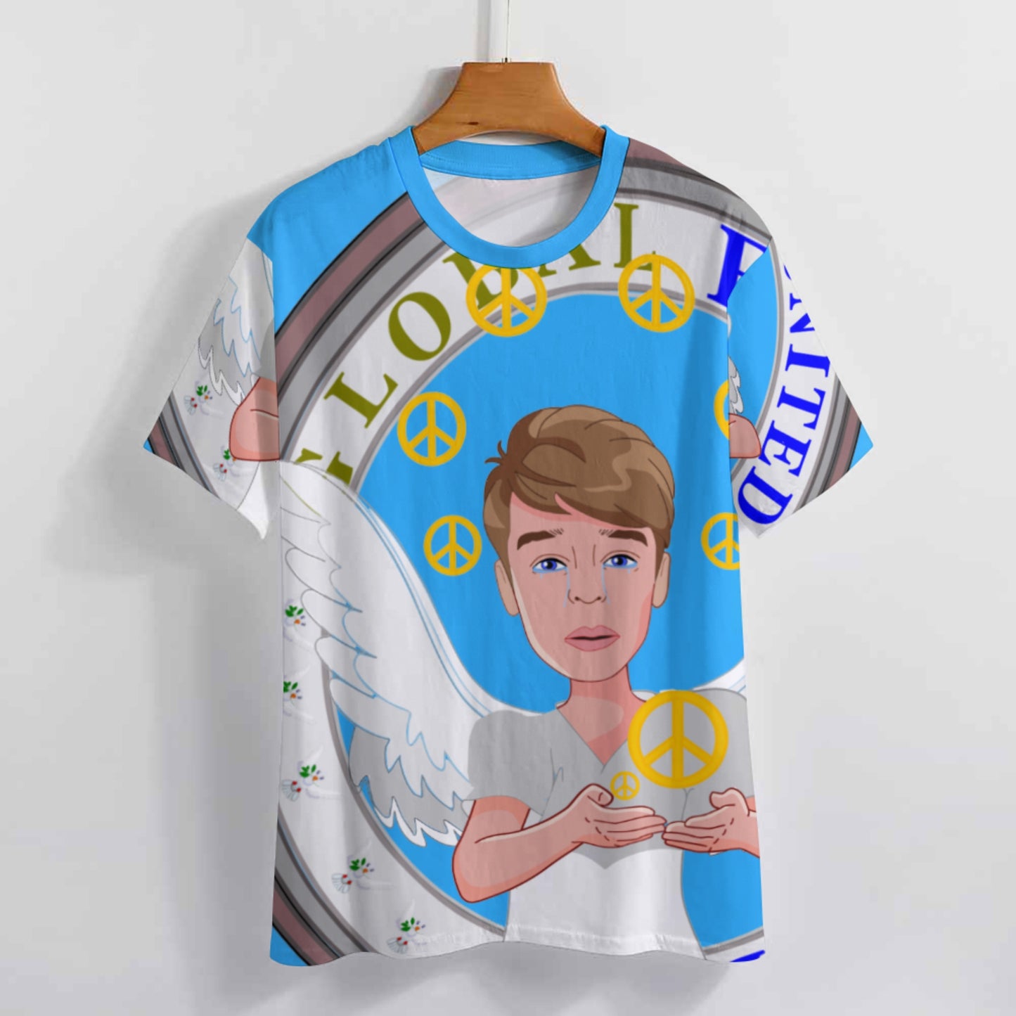 Women´s T-shirt 2 Global Freedom United Boy Peace Of Angel Old Peace Blue