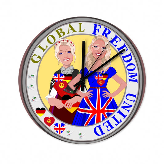 Wooden Wall Clock Without Scale GLOBAL FREEDOM UNITED© Women England & Germany
