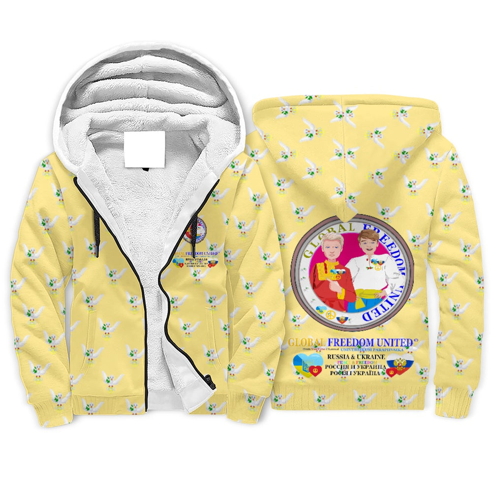Plush Hoodie GLOBAL FREEDOM UNITED© Men Ukraina & Russia Yellow