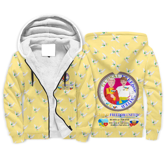 Plush Hoodie GLOBAL FREEDOM UNITED© Men Ukraina & Russia Yellow