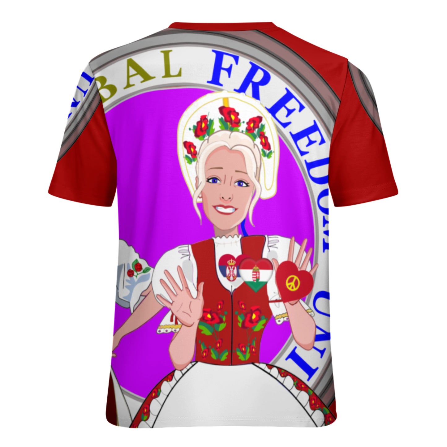 Women´s T-shirt 2 GLOBAL FREEDOM UNITED© Serbia & Hungary Red