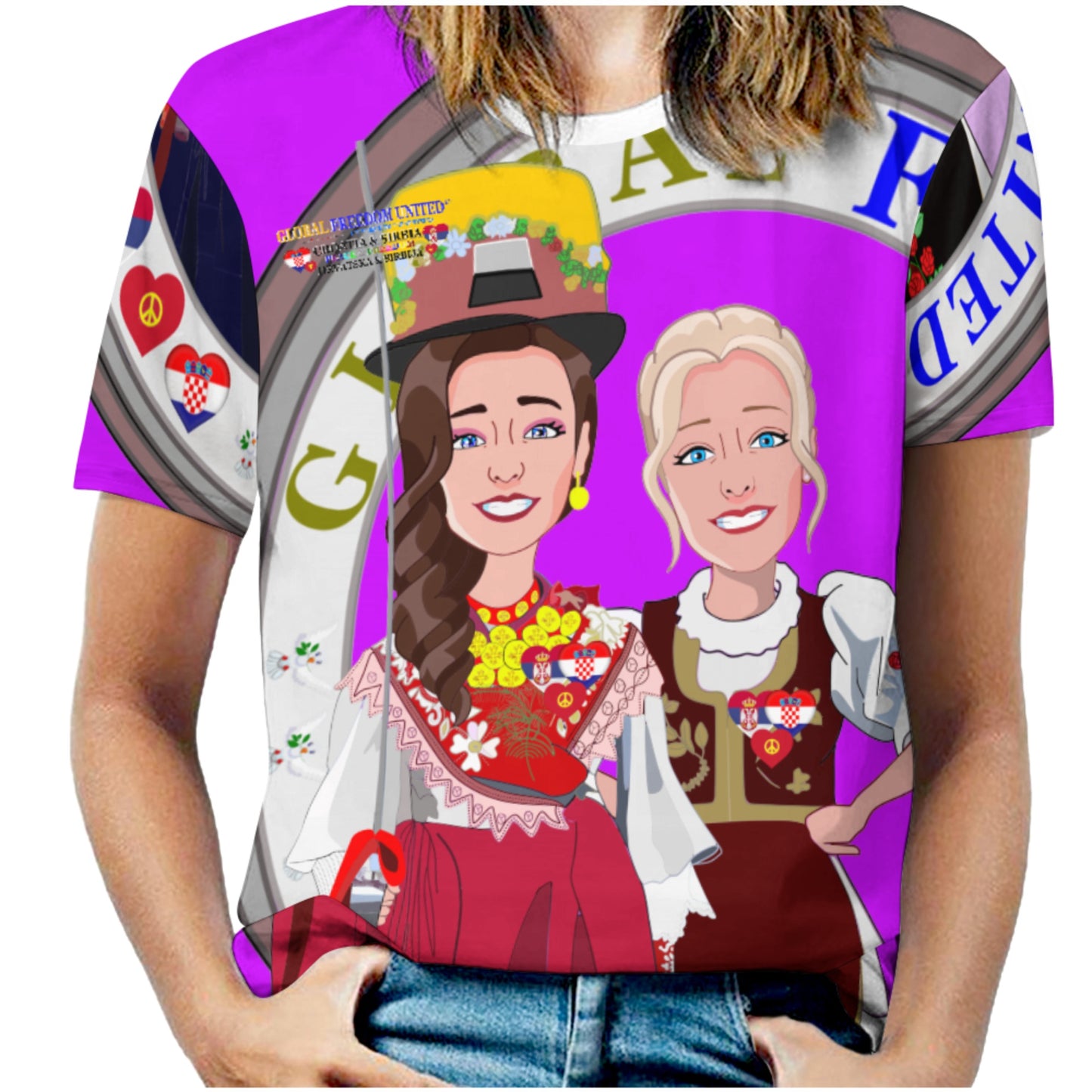Women´s T-shirt 3 GLOBAL FREEDOM UNITED© Women Croatia & Serbia Lilac