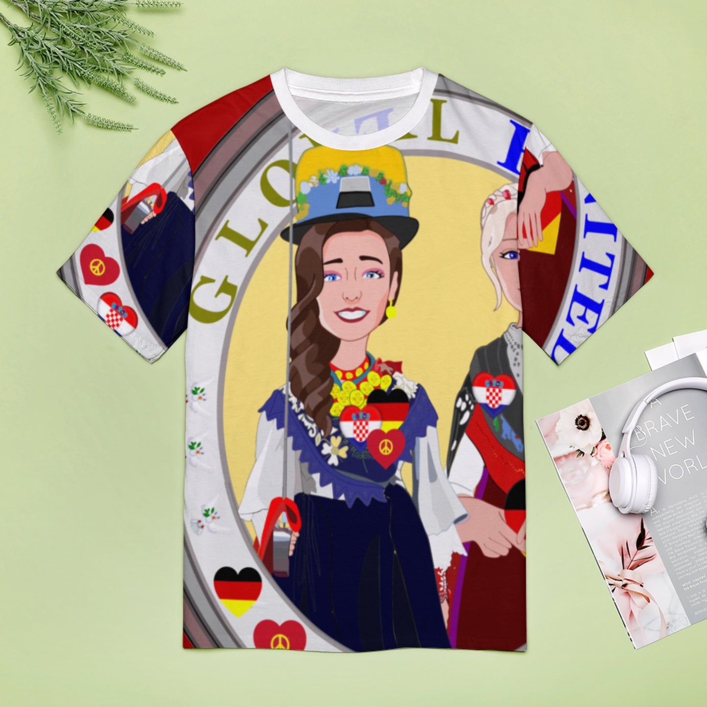 Women´s T-shirt GLOBAL FREEDOM UNITED© Women Croatia & Germany V2 1 Red