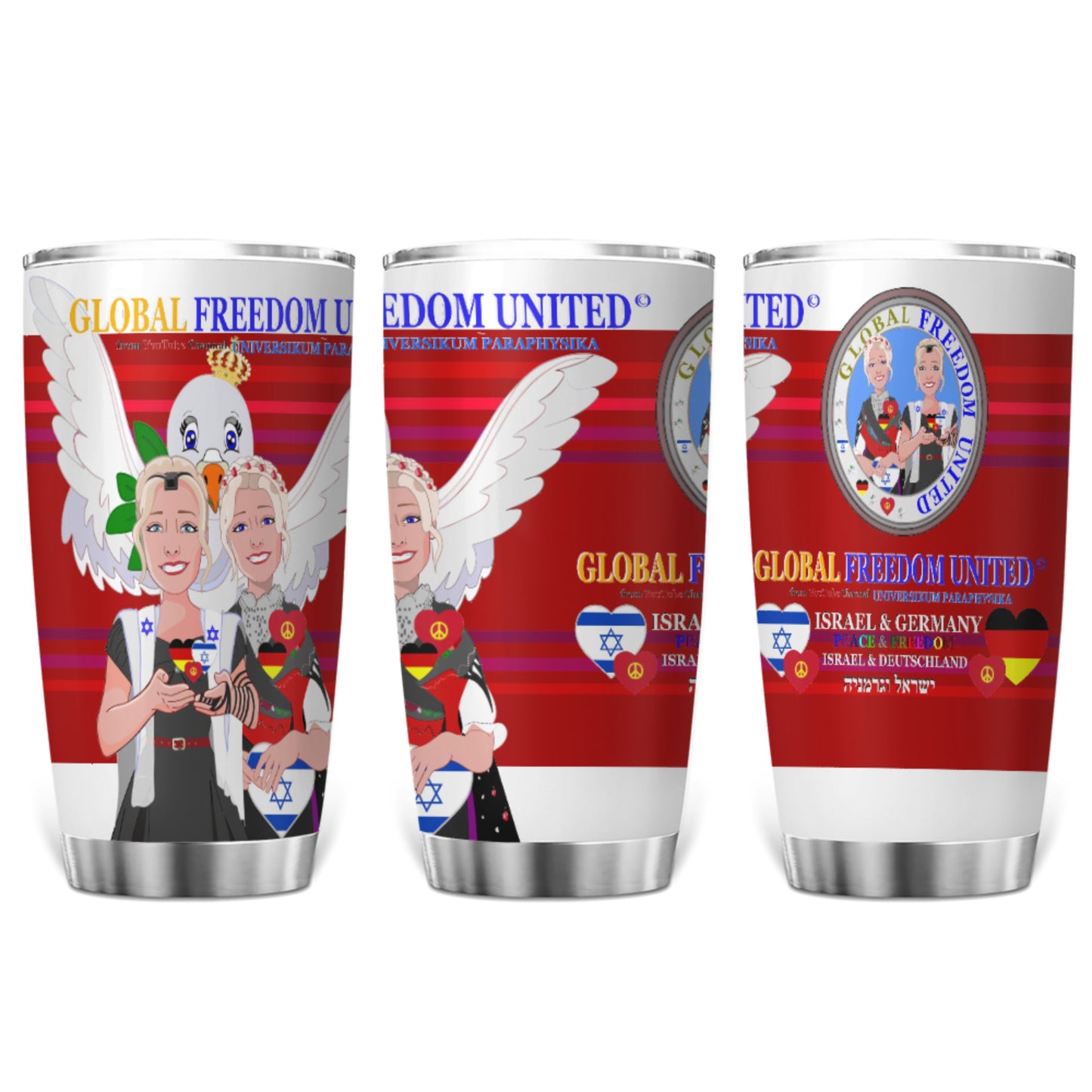 Tumbler GLOBAL FREEDOM UNITED© Women Israel & Germany Red