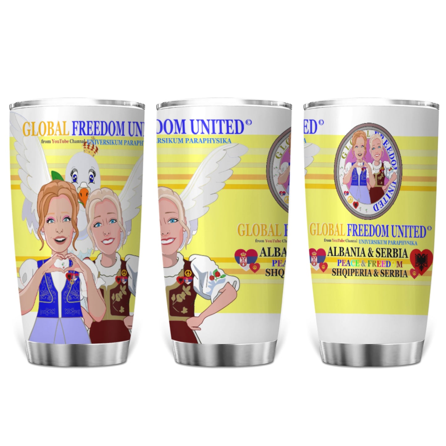 Tumbler Global Freedom United Women Albania & Serbia Old Peace Yellow