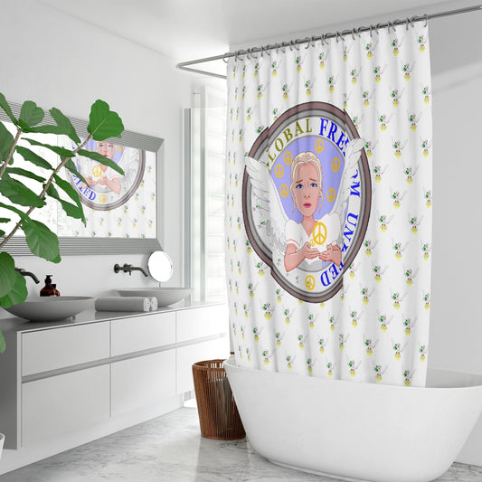 Quick-drying Shower Curtain GLOBAL FREEDOM UNITED WOMEN ANGEL OF PEACE WIGHT