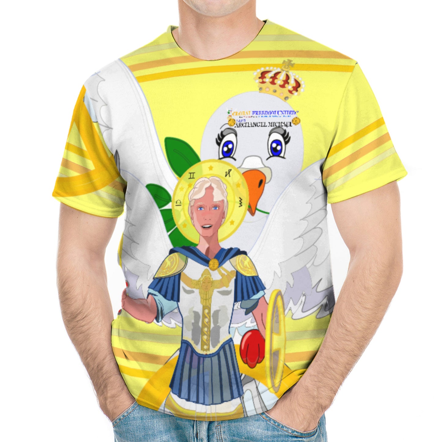Men´s T-shirt Global Freedom United Archangel Michael English V1 Yellow