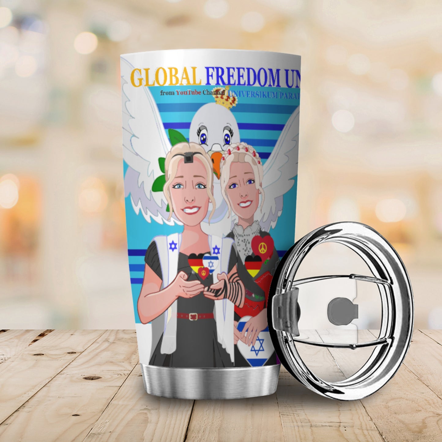 Tumbler GLOBAL FREEDOM UNITED© Women Israel & Germany Blue