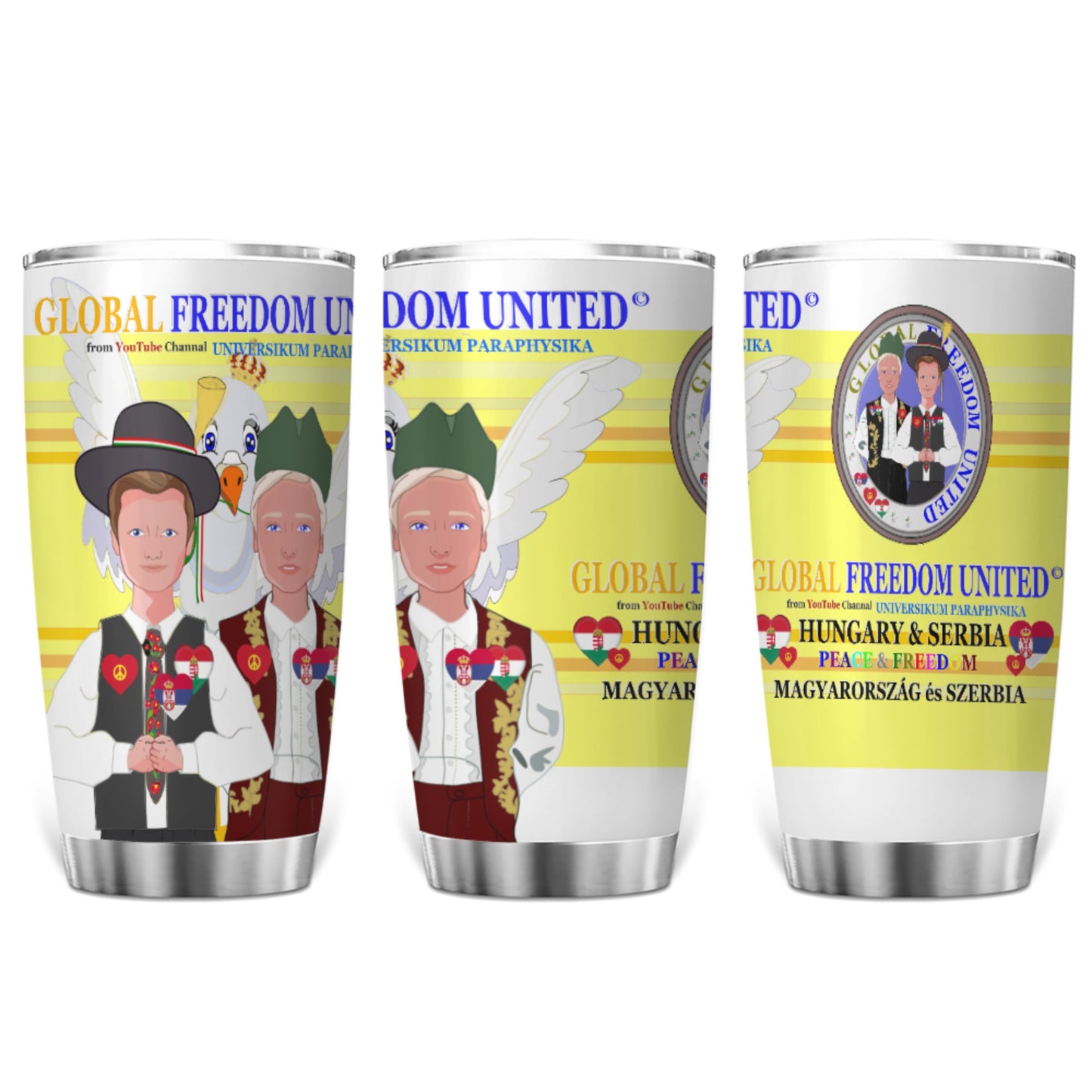 Tumbler GLOBAL FREEDOM UNITED© Men Hungary & Serbia Yellow
