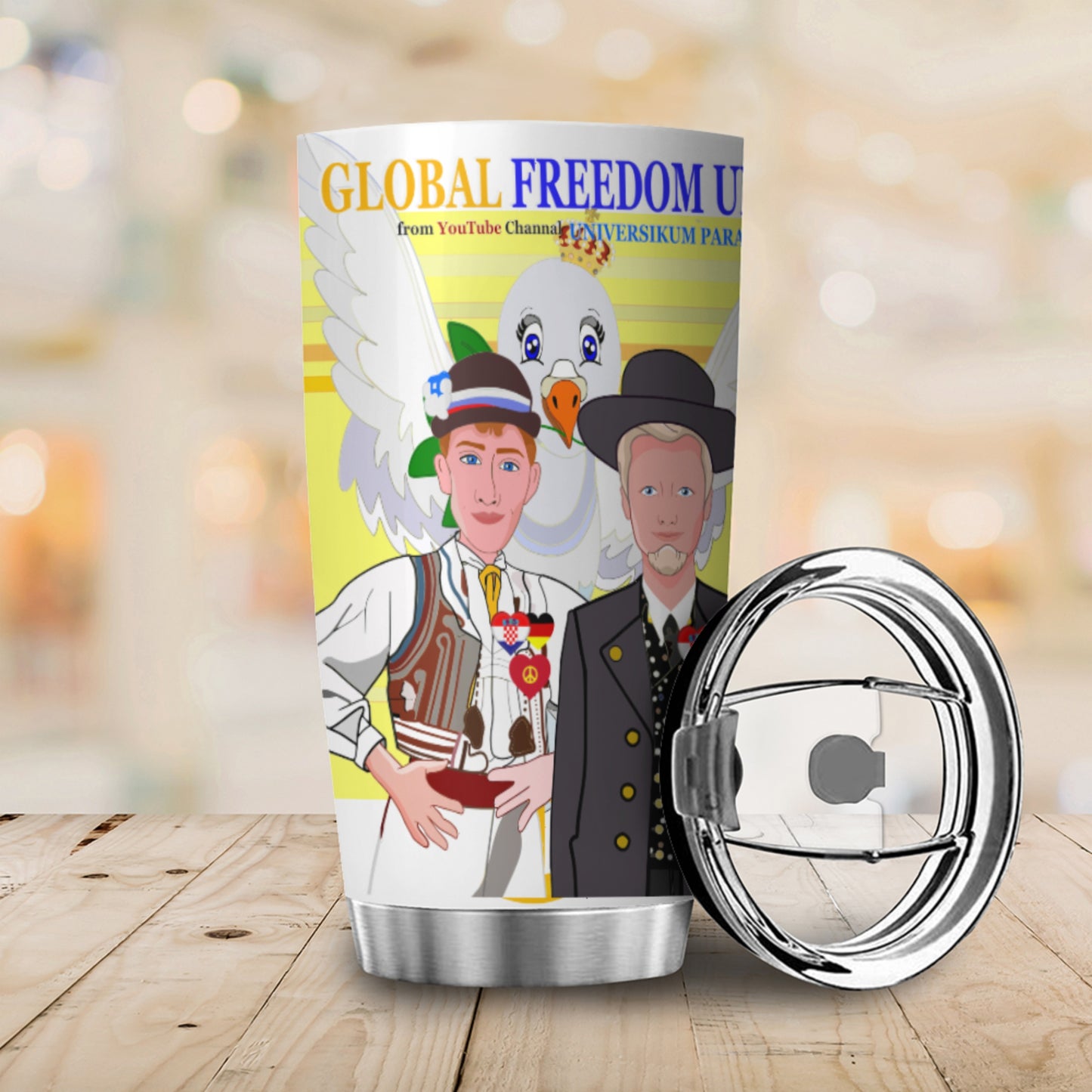 Tumbler GLOBAL FREEDOM UNITED© Men Croatia & Germany Yellow