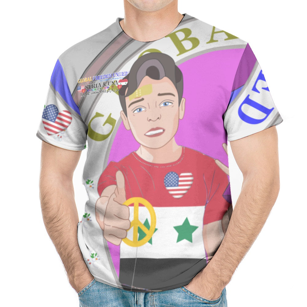 Men´s T-shirt GLOBAL FREEDOM UNITED© Men Syria & USA  Grey