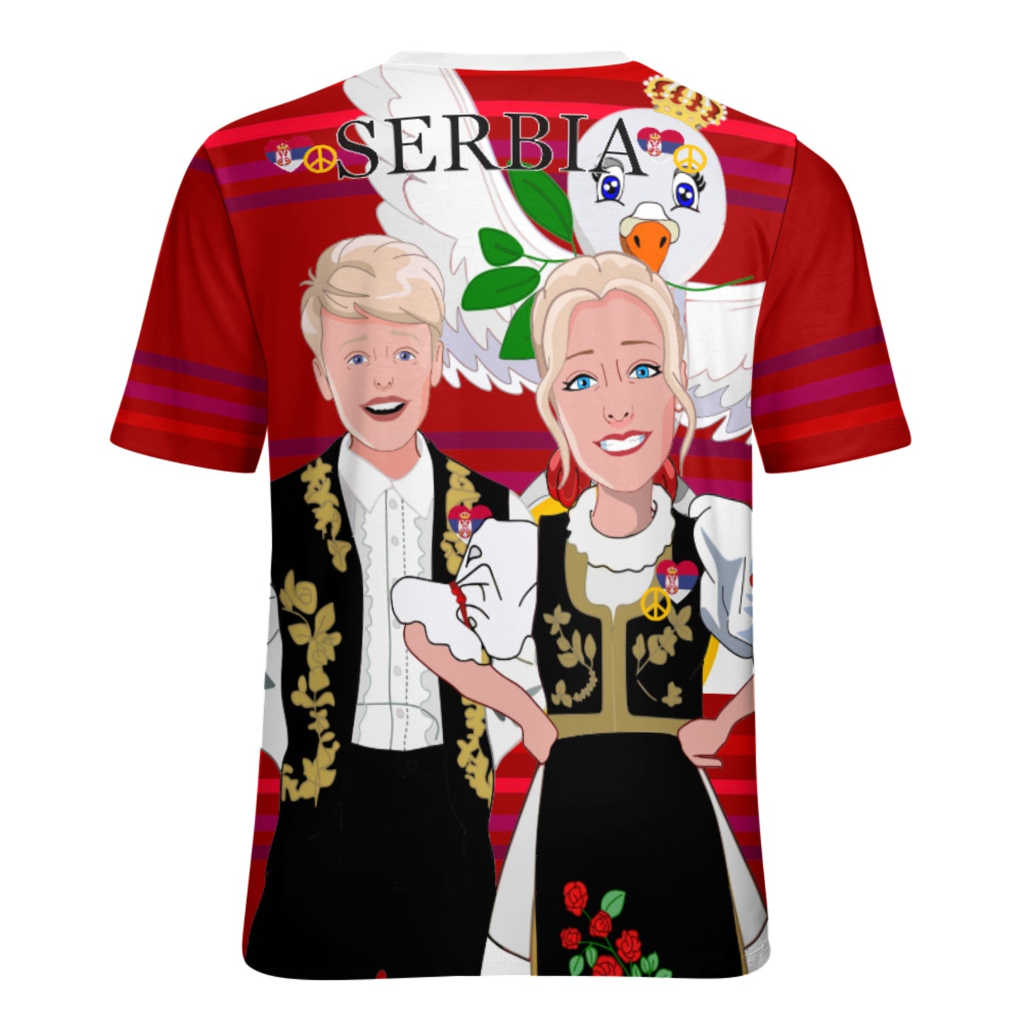 Women´s T-shirt 2 Global Freedom United Couple Edition Serbia Red