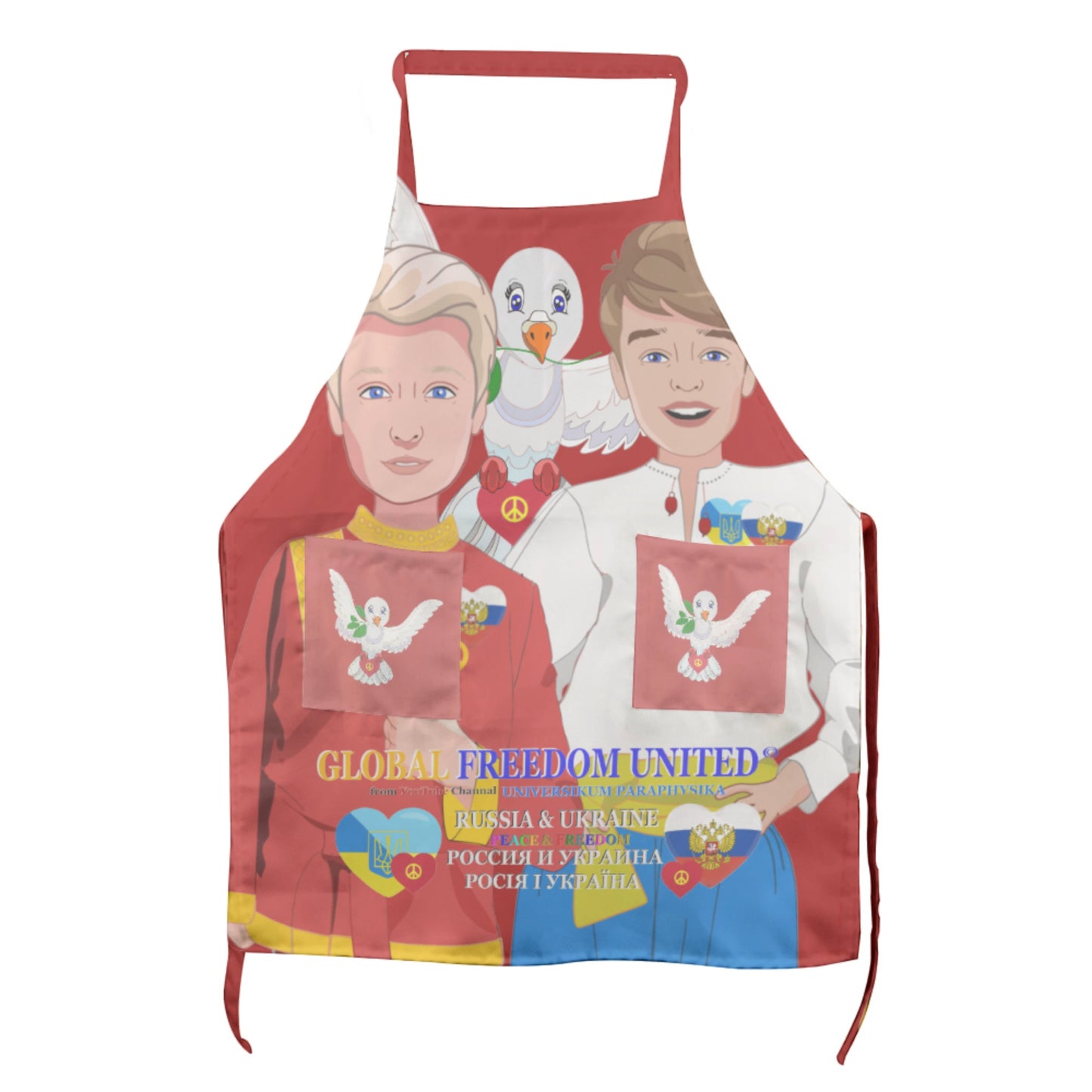 Apron GLOBAL FREEDOM UNITED© Men Ukraina & Russia Red