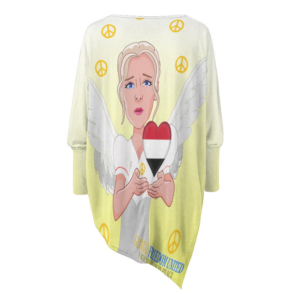 Pullover Long Sleeve T-shirt GLOBAL FREEDOM UNITED© Peace Angel for Yemen