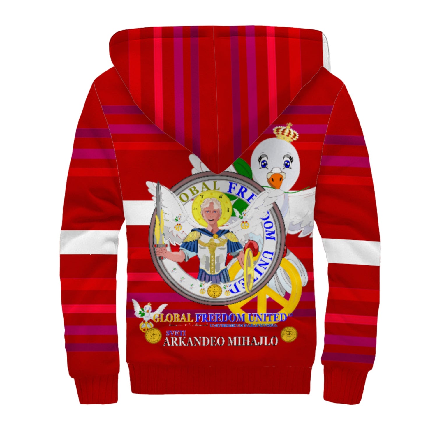 Plush Hoodie Global Freedom United Archangel Michael Croatia V1 Red