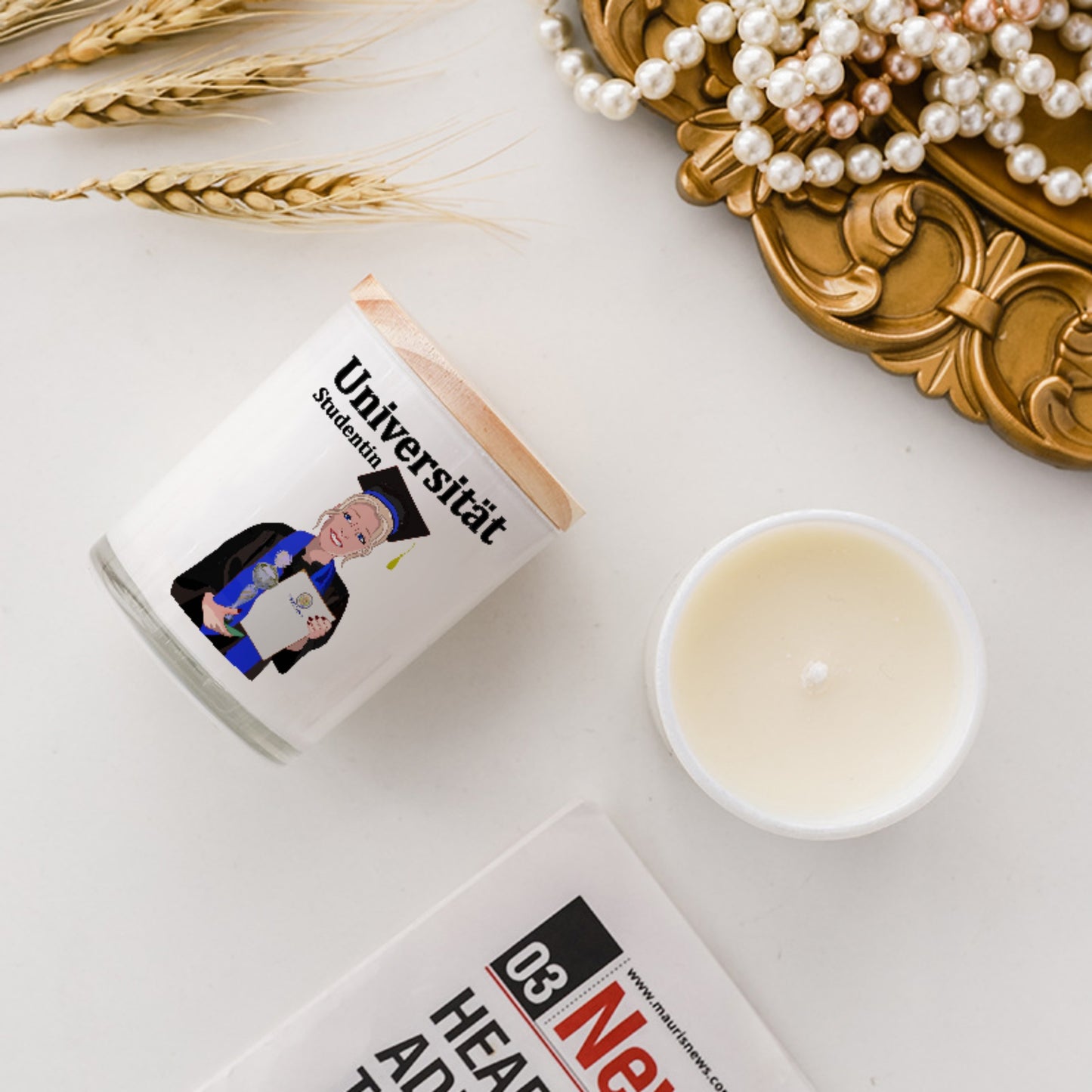 Scented Soy Candle Global Freedom United Student Girl Silver Place Blond Hair 1