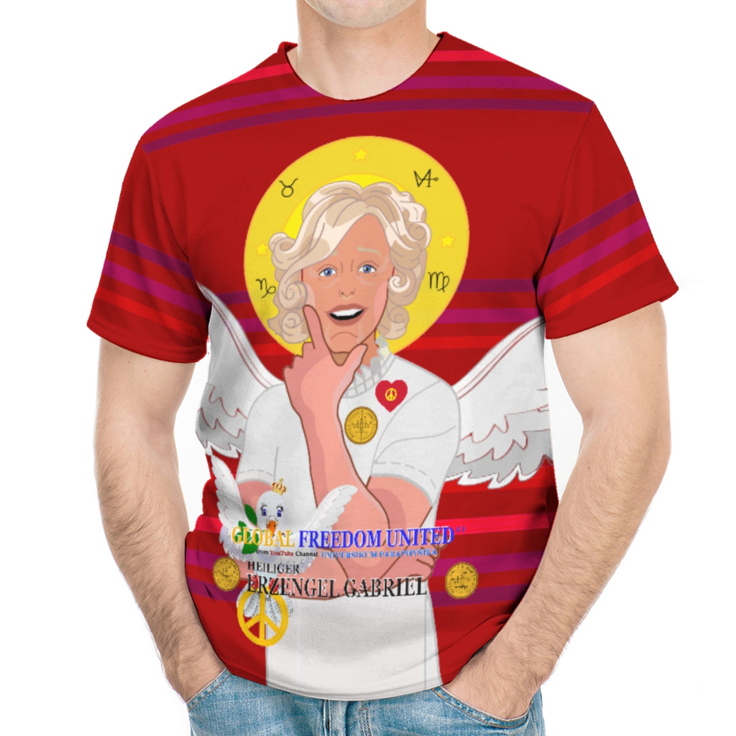 Men´s T-shirt Global Freedom United Archangel Gabriel Red