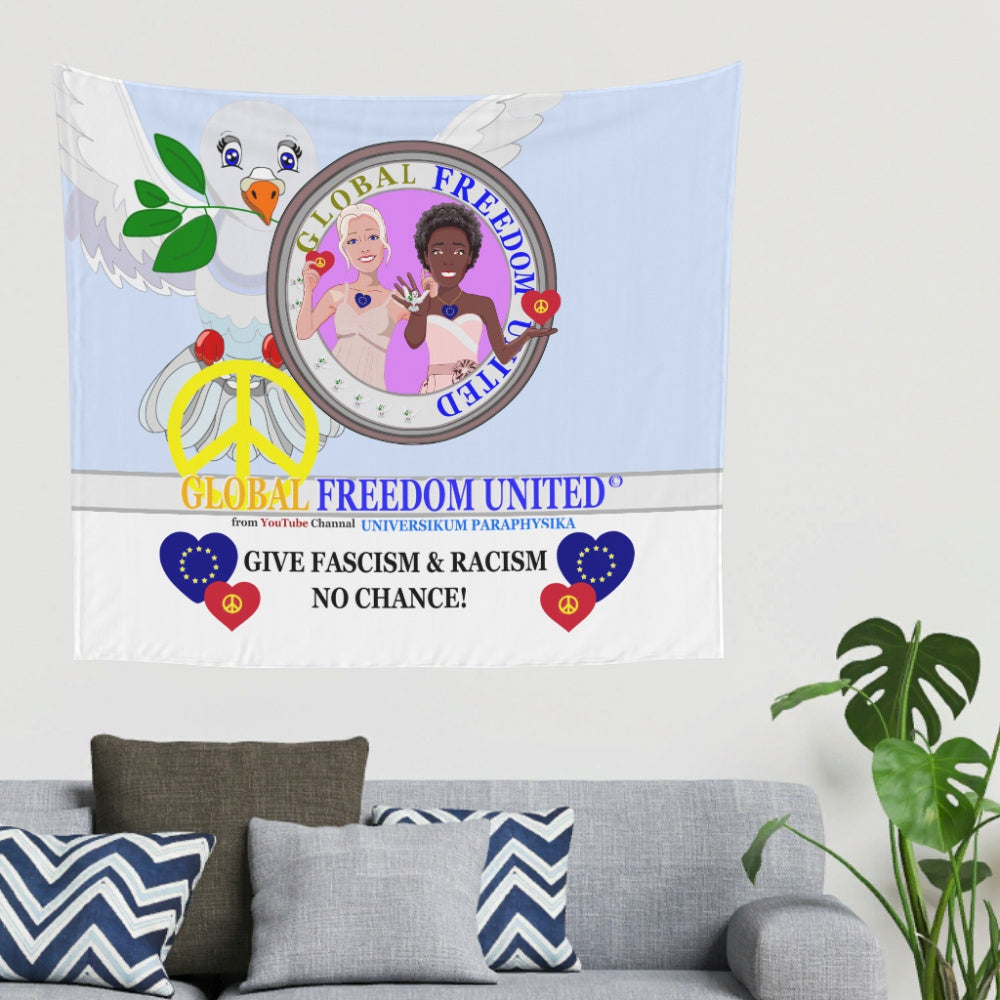 Tapestry GLOBAL FREEDOM UNITED© Women Anti Fascism & Racism EU Light Blue