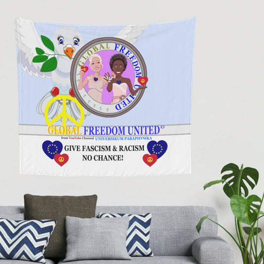 Tapestry GLOBAL FREEDOM UNITED© Women Anti Fascism & Racism EU Light Blue