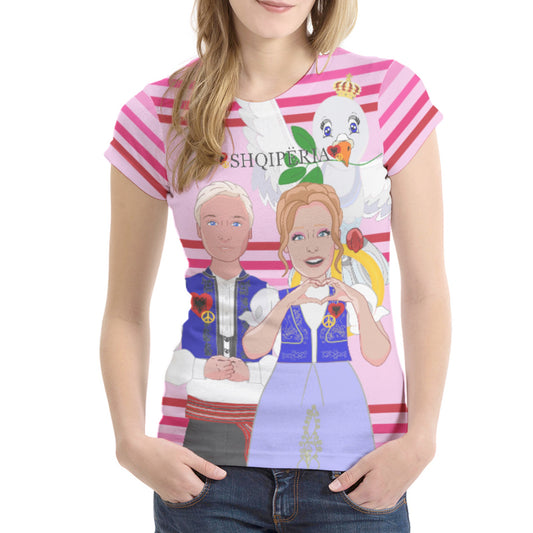 Women' S T-shirt 2 GLOBAL FREEDOM UNITED© Couple Edition Albania Pink2