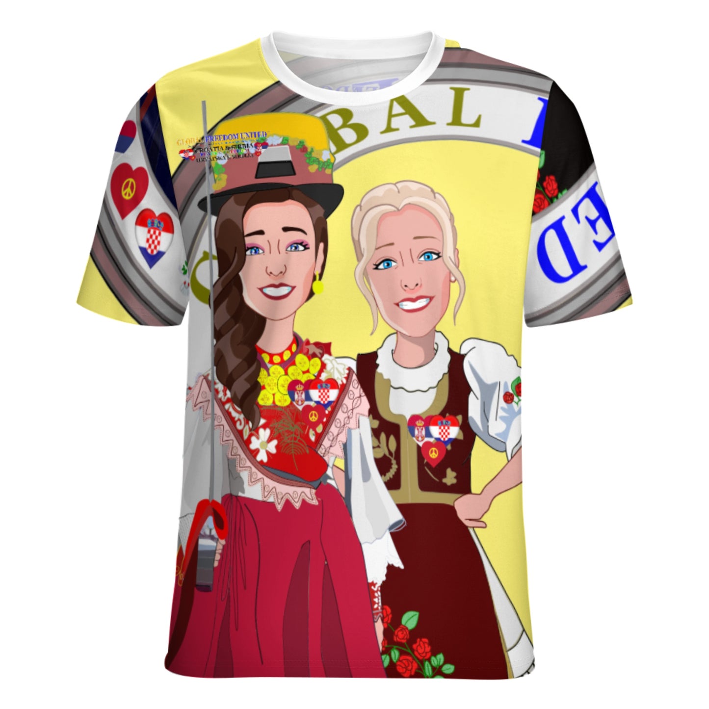 Women´s T-shirt 3 GLOBAL FREEDOM UNITED© Women Croatia & Serbia Yellow