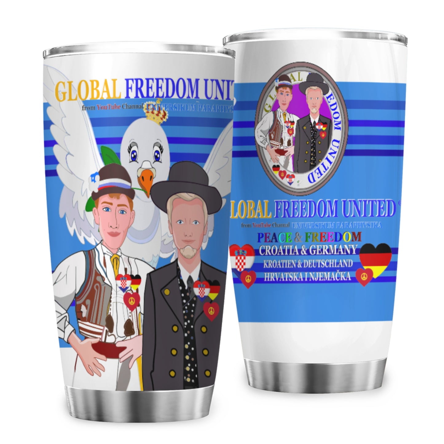 Tumbler GLOBAL FREEDOM UNITED© Men Croatia & Germany Deep Blue