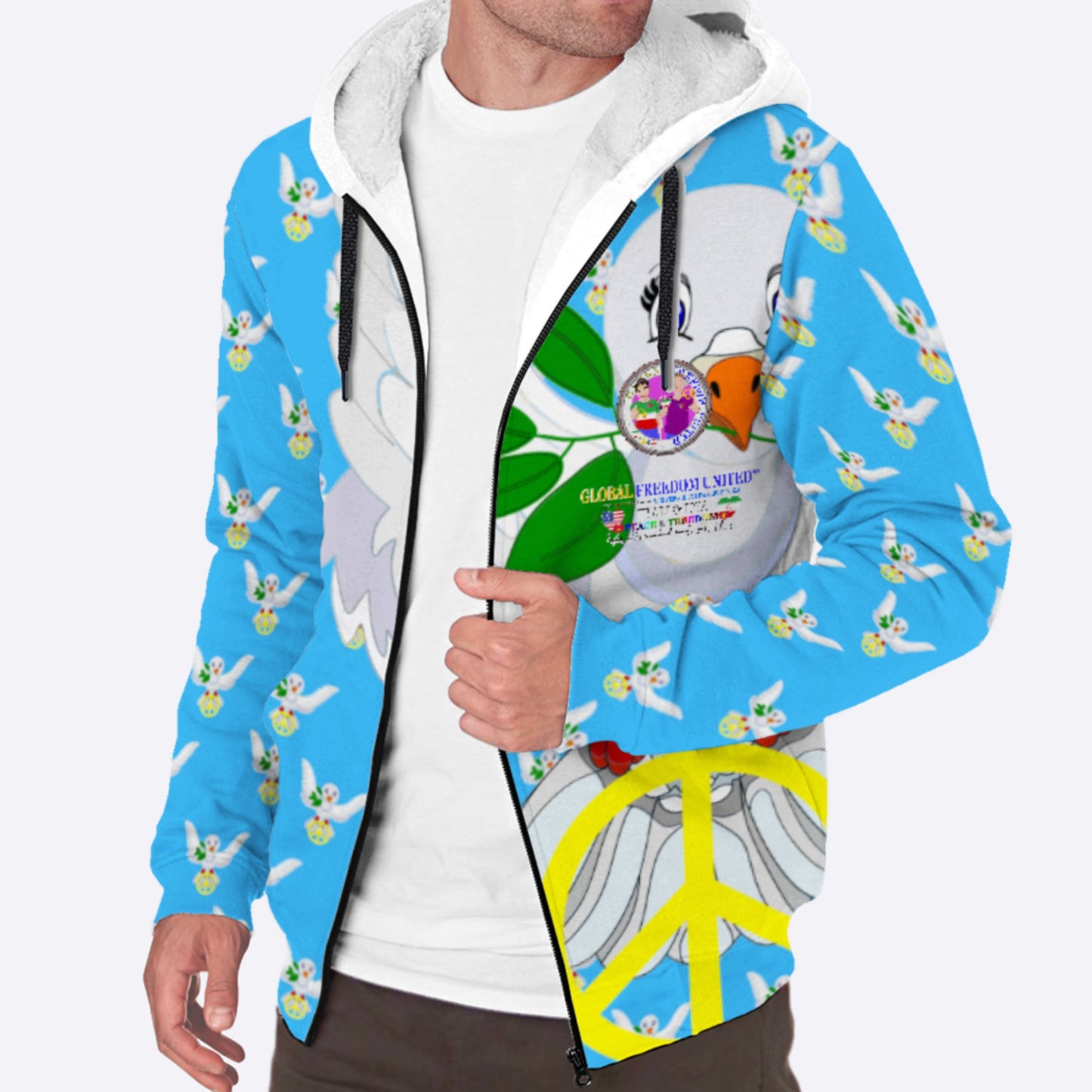 Plush Hoodie GLOBAL FREEDOM UNITED© Men Iran & USA Blue