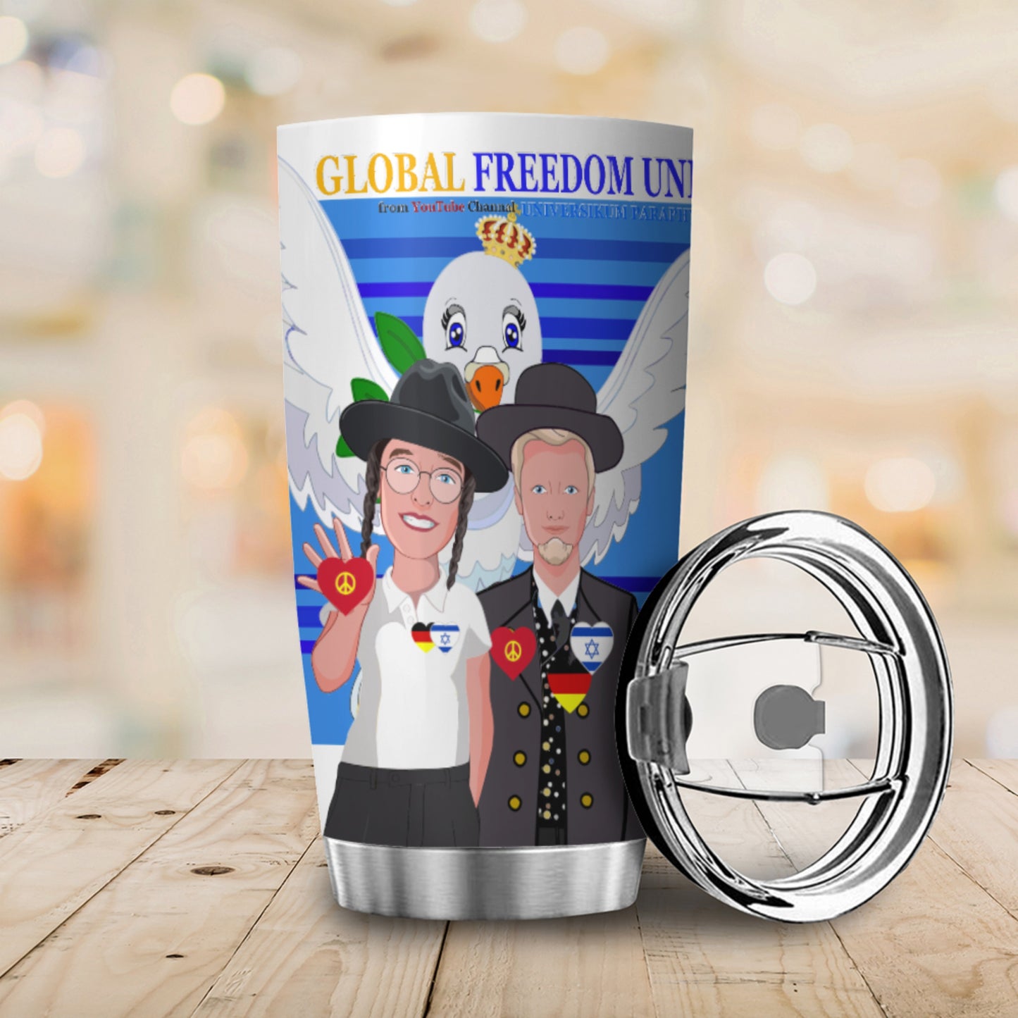 Tumbler GLOBAL FREEDOM UNITED© Men Israel & Germany Deep Blue
