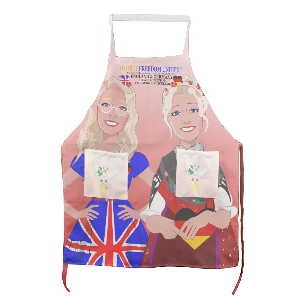 Apron GLOBAL FREEDOM UNITED© Women England & Germany Red