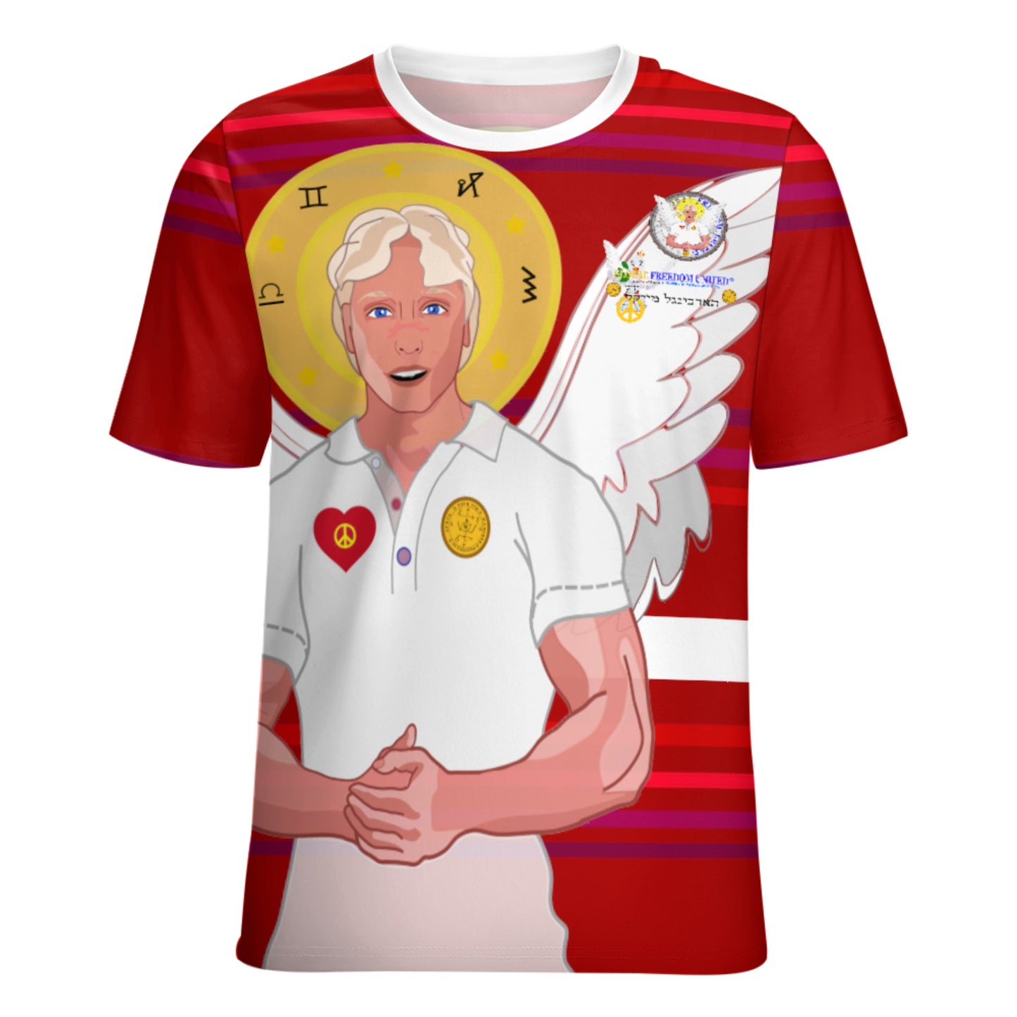 Women´s T-shirt 2 Global Freedom United Archangel Michael Hebrew  Red
