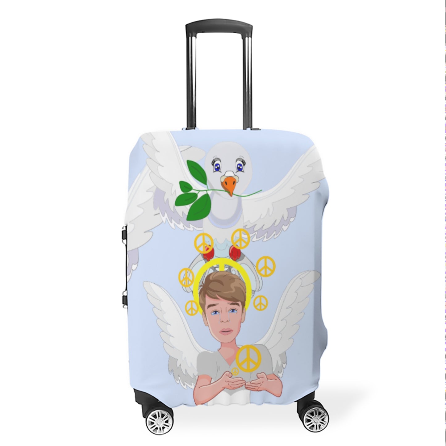 Luggage Cover Global Freedom United Men Angel Of Peace Light Blue