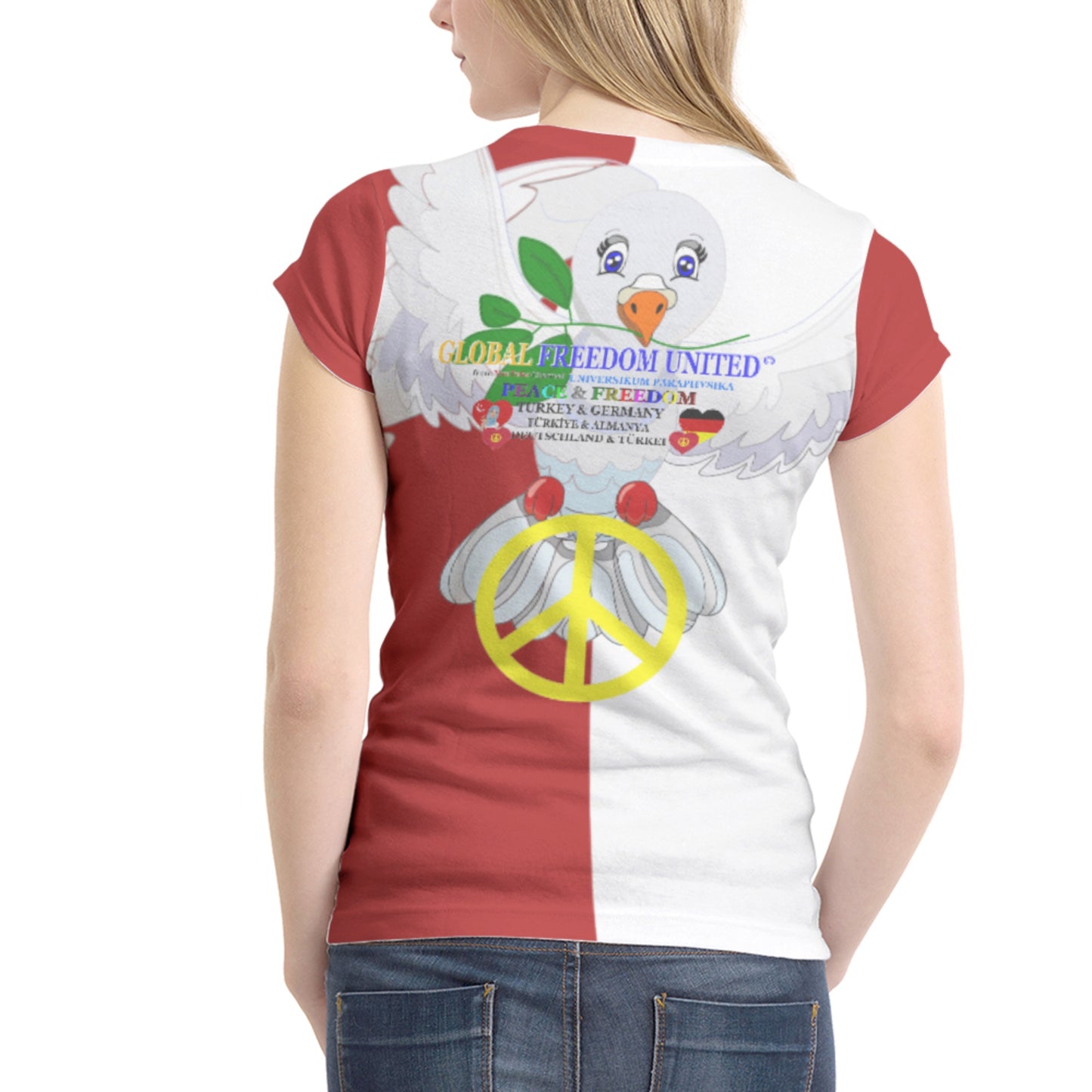 Women´s T-shirt 1 GLOBAL FREEDOM UNITED© Women Turkey & Germany Red