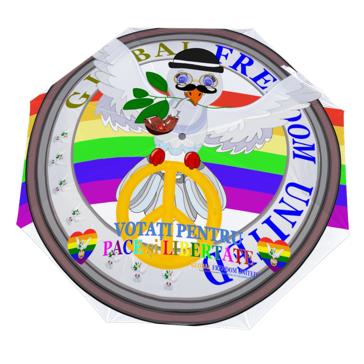Umbrella Global Freedom United Men Dove Of Peace Pipe Romania