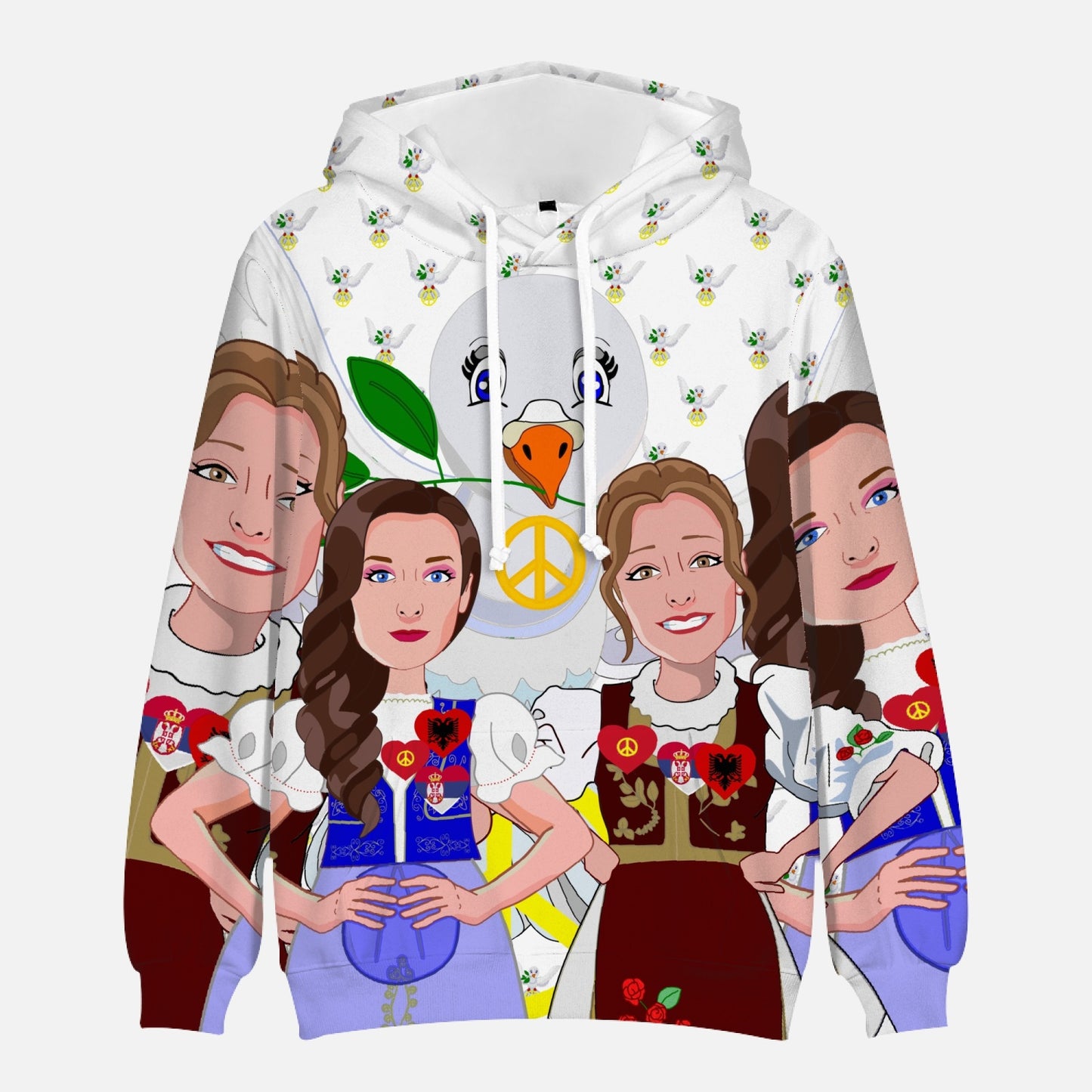 GLOBAL FREEDOM UNITED WOMEN ALBANIA & SERBIA OLD PEACE WIGHT Round Collar Hoodie