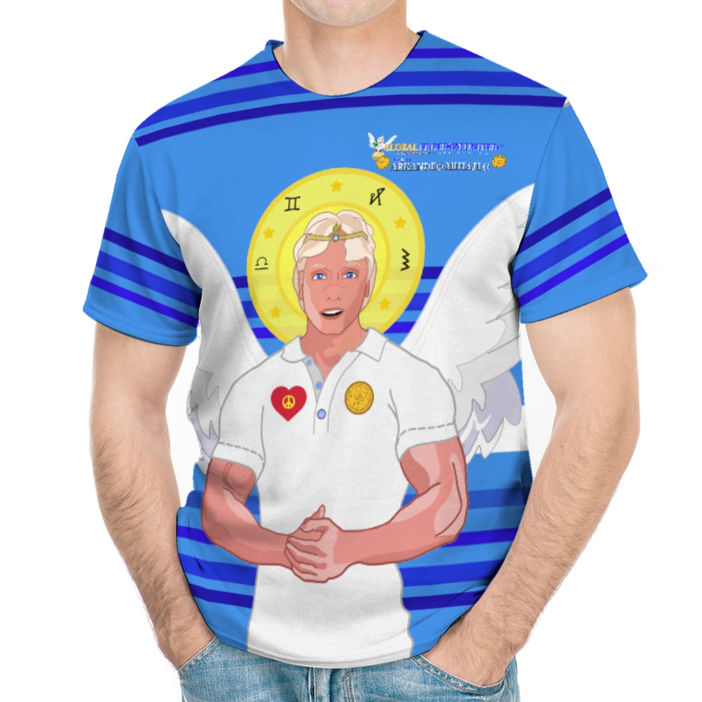 Men´s T-shirt Global Freedom United Archangel Michael Croatia V2 Deep Blue