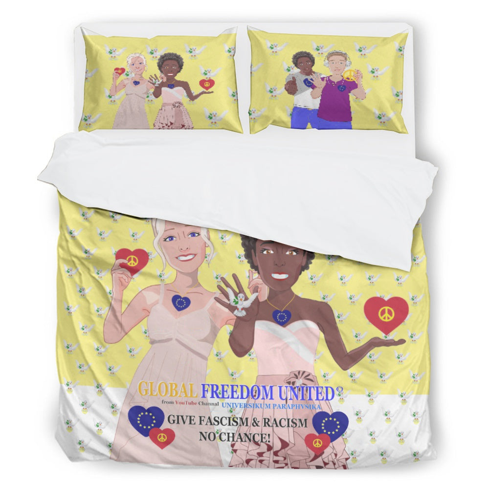 Bed Line GLOBAL FREEDOM UNITED© Women Anti Fascism & Racism Yellow