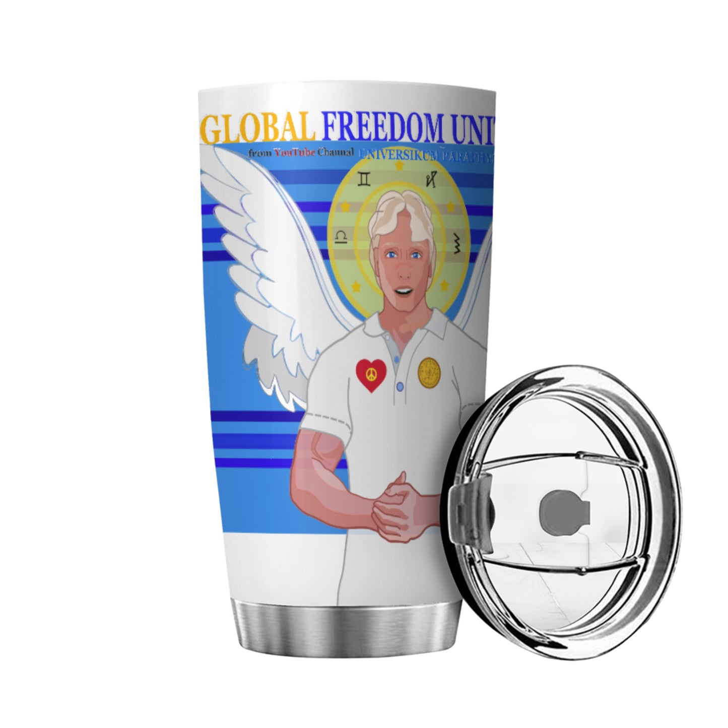 Tumbler Global Freedom United Archangel Michael Hebrew  Deep Blue