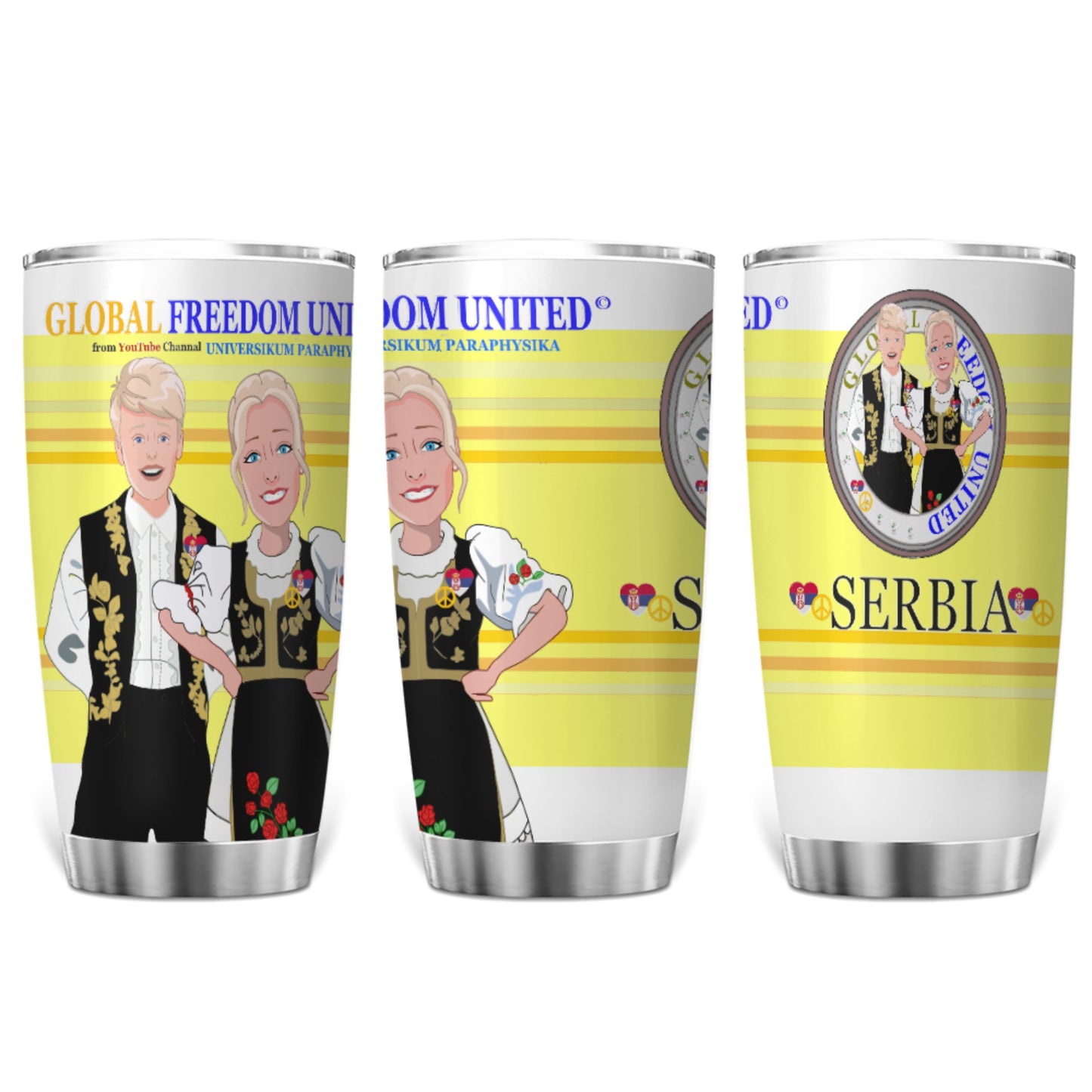 Tumbler Global Freedom United Couple Edition Serbia Black  Yellow