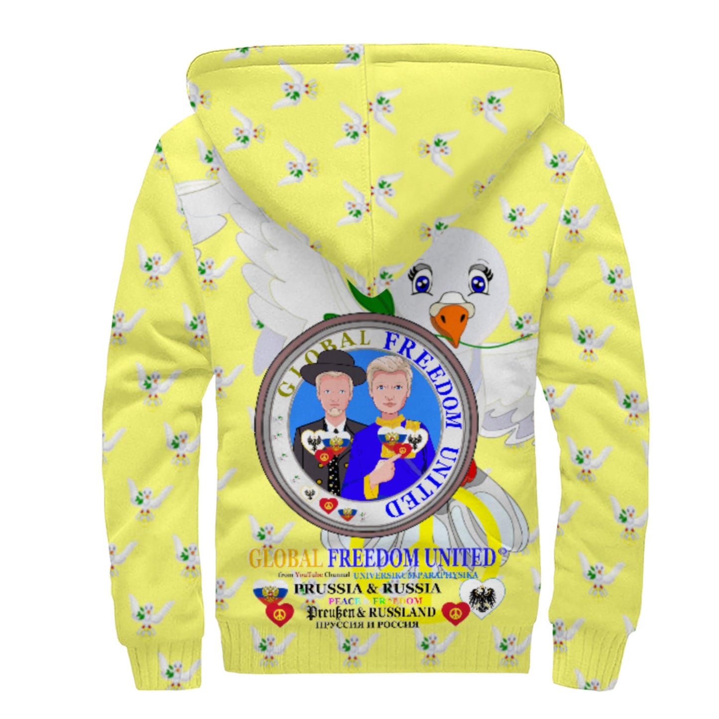 Plush Hoodie GLOBAL FREEDOM UNITED© Men Prussia & Russia Yellow