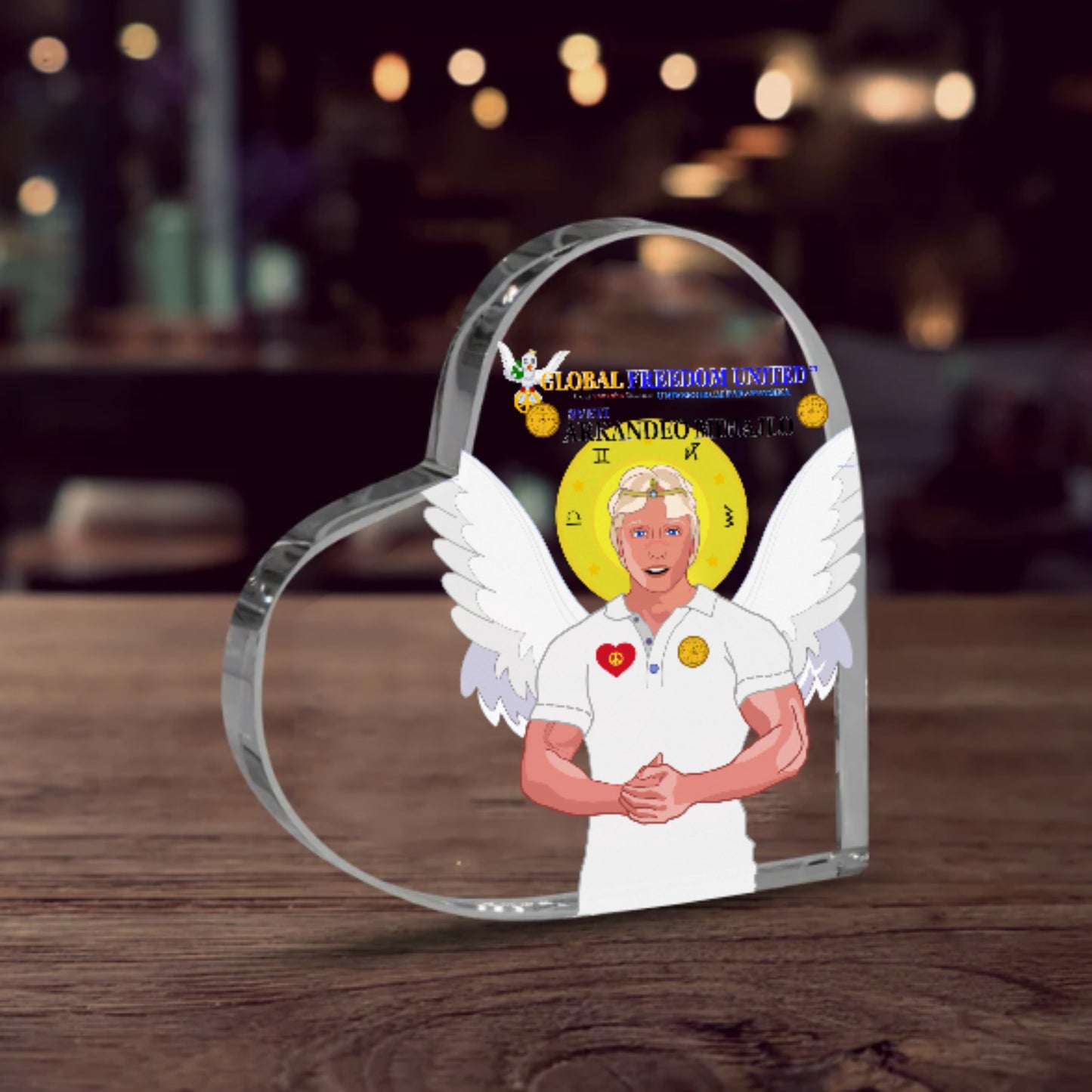 Acryl Heart Global Freedom United Archangel Michael Croatia V2