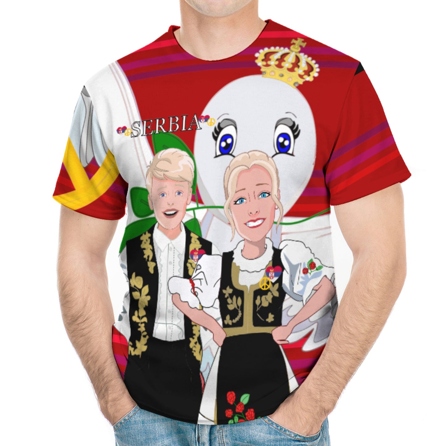 Men´s T-shirt Global Freedom United Couple Edition Serbia Black Red