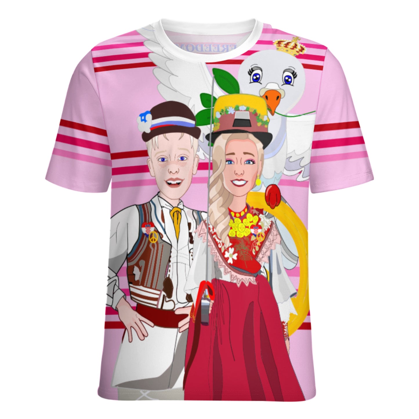 Women´s T-shirt 2 Global Freedom United Couple Edition Croatia  Pink 2