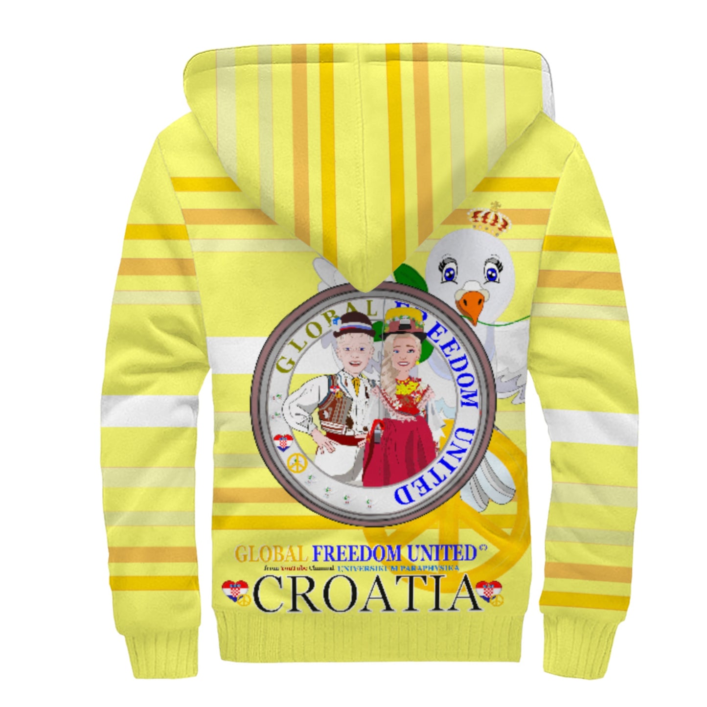 Plush Hoodie Global Freedom United Couple Edition Croatia  Yellow