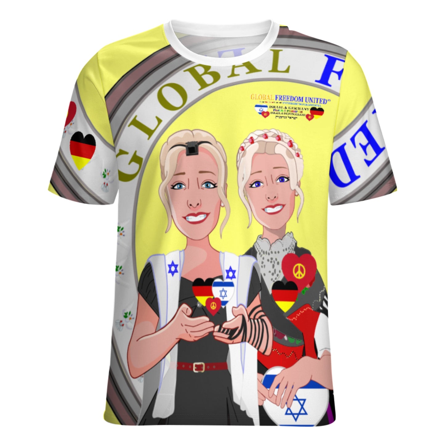 Women´s T-shirt GLOBAL FREEDOM UNITED©  Israel & Germany Yellow