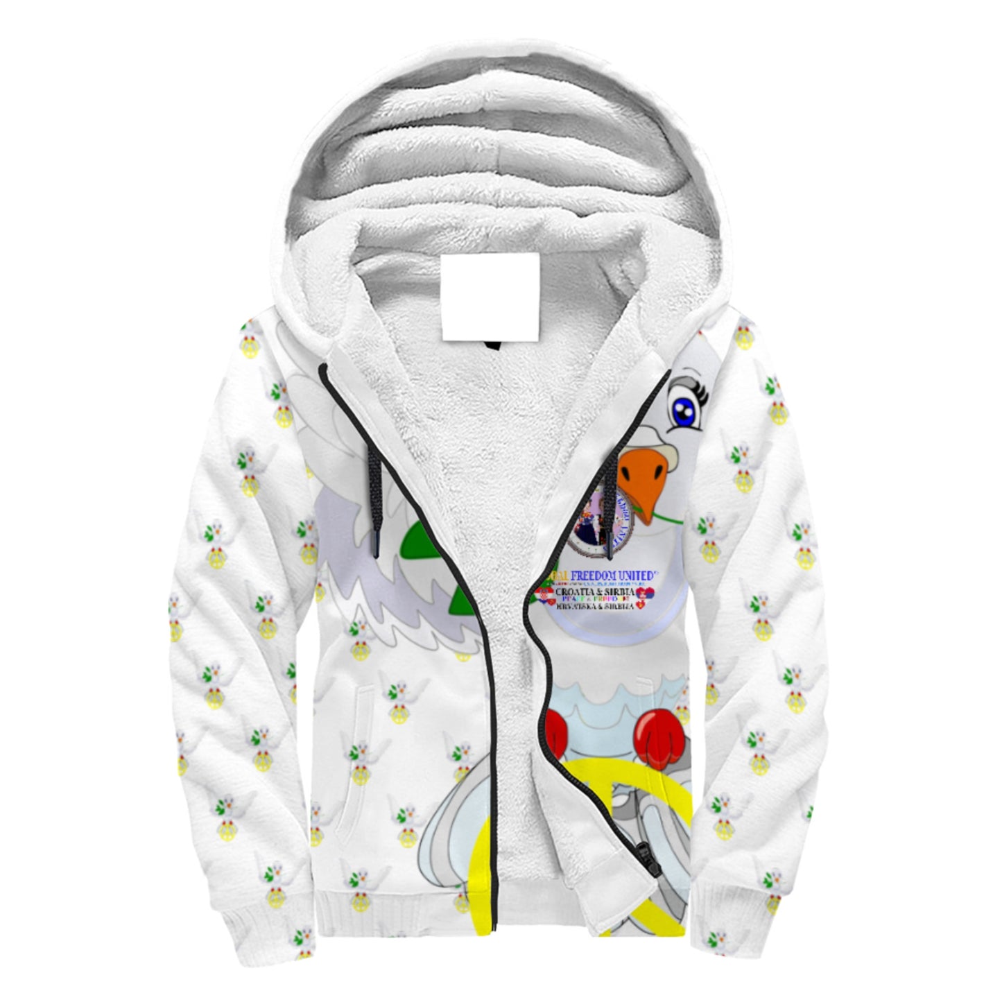 Plush Hoodie GLOBAL FREEDOM UNITED© Women Croatia & Serbia V1 Wight