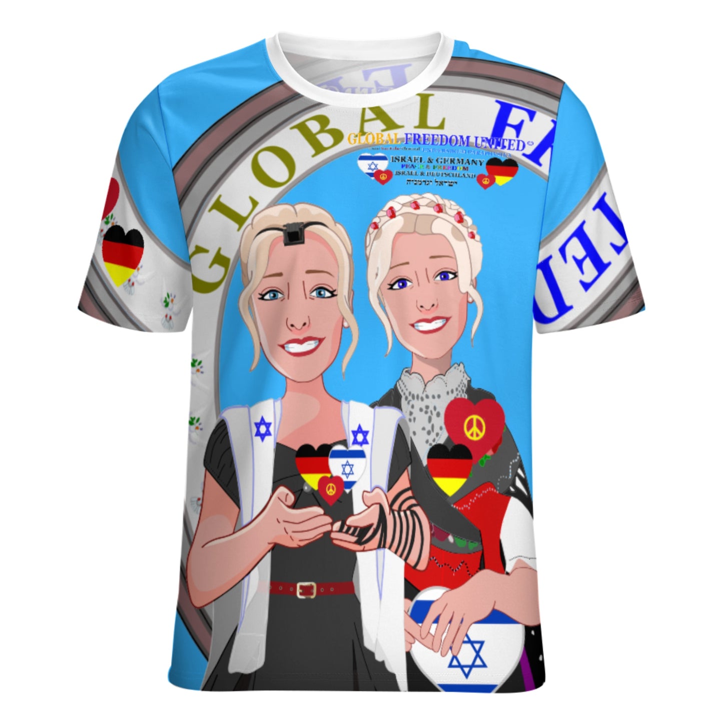Women´s T-shirt GLOBAL FREEDOM UNITED© Israel & Germany Blue